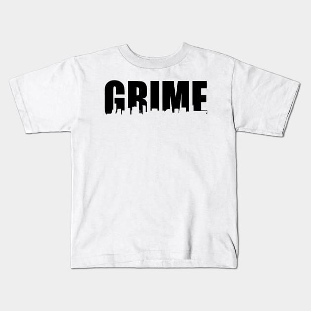 Grime Birmingham Skyline - BLACK Kids T-Shirt by ArtOfGrime